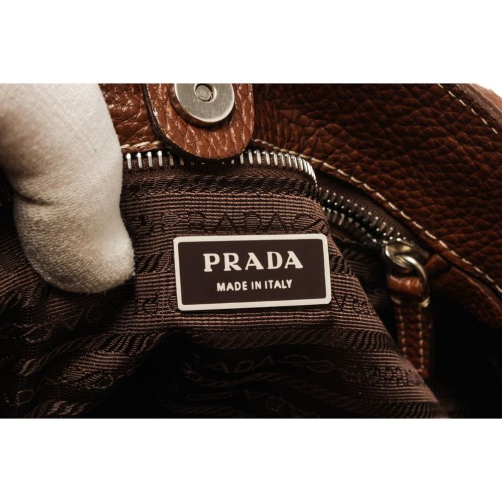 Prada Brown Leather Vitello Daino Shoulder Bag - Picture 6 of 8